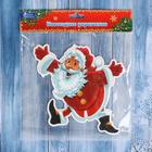 Наклейка на стекло "Дед Мороз задорный" красный 18,5х15 см - Фото 3