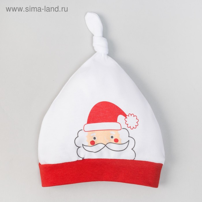 Чепчик (шапочка) Крошка Я "Любимчик Деда Мороза", белый, р.46 - Фото 1