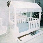 Детская кровать-домик с ящиком, белый, 800х1600, текстиль 2 - Фото 1