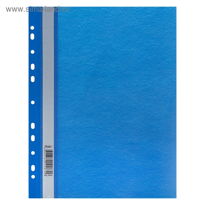 Папка-скоросшиватель А4, 140/180 мкм, синяя, с перфорацией - Фото 1