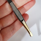 Пинцет скошенный, широкий, 9 см, цвет серебристый/золотистый, RU-0142 - фото 24634249