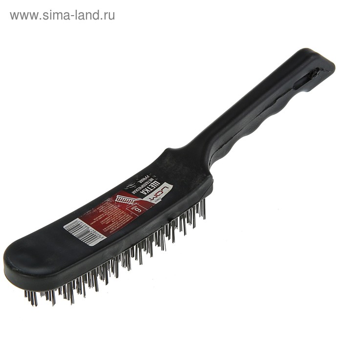 Щетка металлическая ручная ЛОМ, пластиковая рукоятка, 6-рядная - Фото 1
