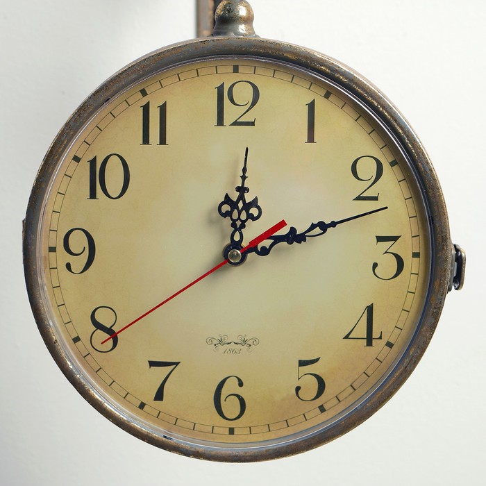 Часы настенные двусторонние, на подвесе "Финетти", дискретный ход, d-21 см, 23 х 23 см - фото 1890772273
