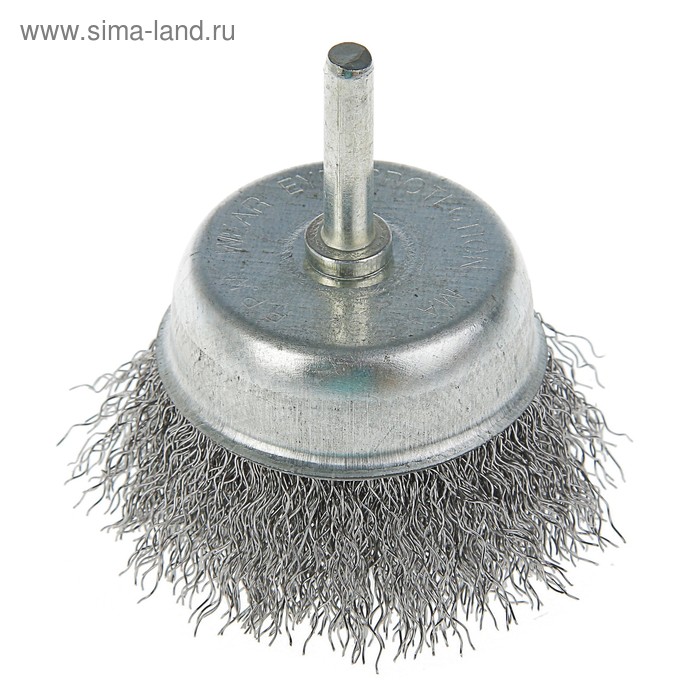 Щетка металлическая для дрели ТУНДРА, со шпилькой, "чашка", 65 мм - Фото 1