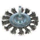 Щетка металлическая для дрели ЛОМ, со шпилькой, крученая проволока, плоская, 65 мм - Фото 1