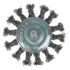 Щетка металлическая для дрели ЛОМ, со шпилькой, крученая проволока, плоская, 65 мм - Фото 2