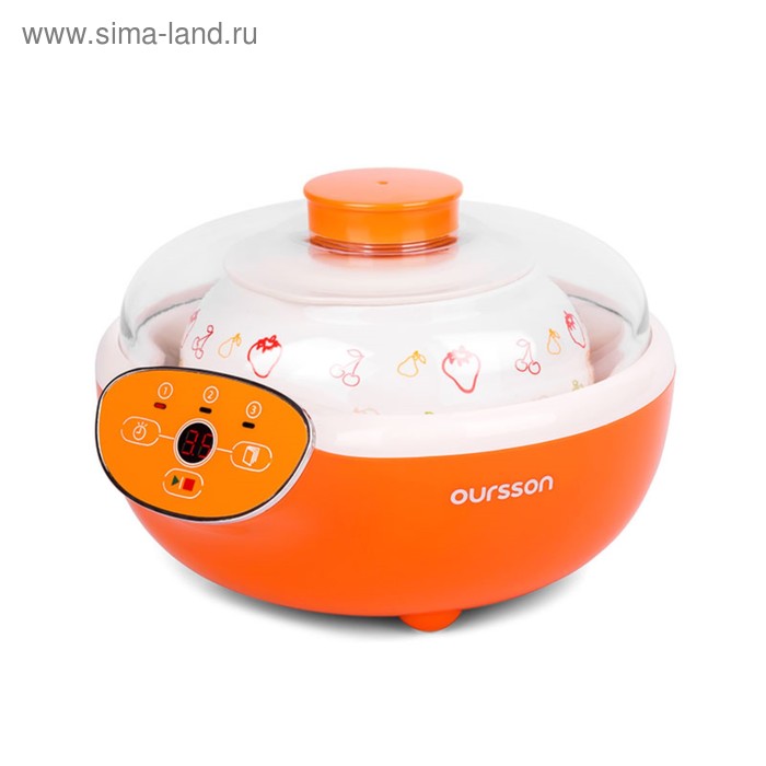 Йогуртница Oursson FE2305D/OR, 20 Вт, 1.5 л, 1 ёмкость, таймер, дисплей, оранжевая - Фото 1