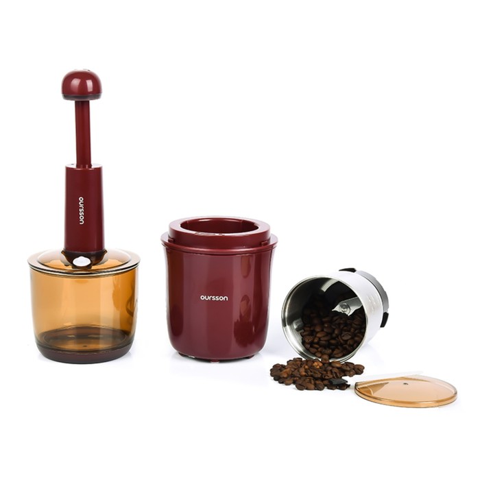 Кофемолка Oursson OG2075/DC, 250 Вт, 75 г, градуировка чаши, бордовая - фото 51344128