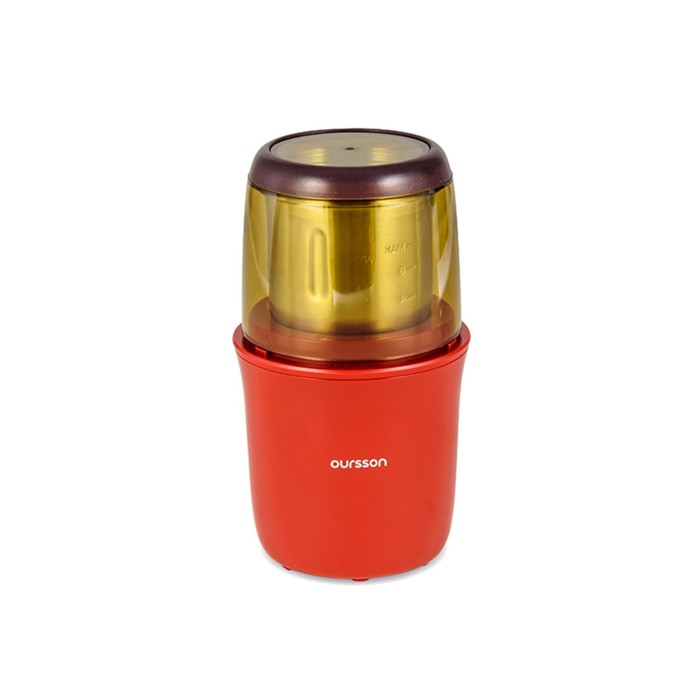 Кофемолка Oursson OG2075/RD, 250 Вт, 75 г, градуировка чаши, красная - фото 51344136
