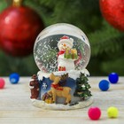 Сувенир полистоун водяной шар "Снеговичок с подарками" 6,5х5,5х5,3 см - Фото 3