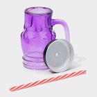 Банка стеклянная с крышкой и трубочкой «Череп. Хэллоуин», 400 мл, 11×8.5×13 см, цвет МИКС - Фото 4