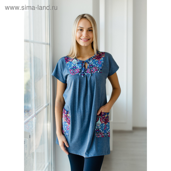 Платье (туника) женское Пелагея цвет джинс, р-р 52 - Фото 1
