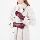 Перчатки женские безразмерные, комбинированные, с утеплителем, для сенсорных экранов, цвет бордовый - Фото 2