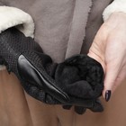 Перчатки женские безразмерные, комбинированные, с утеплителем, для сенсорных экранов, цвет чёрный - Фото 5