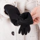 Перчатки женские безразмерные, комбинированные, с утеплителем, для сенсорных экранов, цвет чёрный - Фото 4