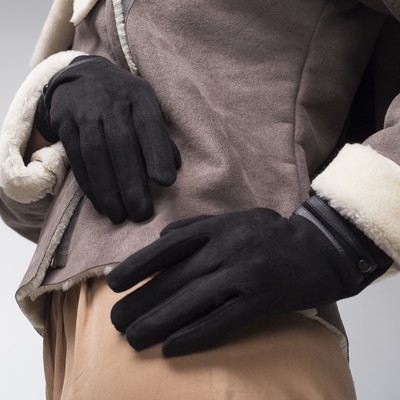 Перчатки женские, для сенсорных экранов, безразмерные, без подклада, цвет чёрный