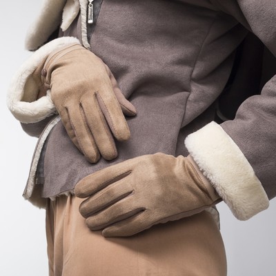 Перчатки женские, для сенсорных экранов, безразмерные, без подклада, цвет бежевый