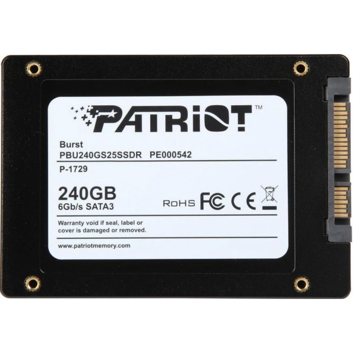 Накопитель SSD Patriot SATA III PBU240GS25SSDR Burst 240Gb 2.5" - фото 51295543