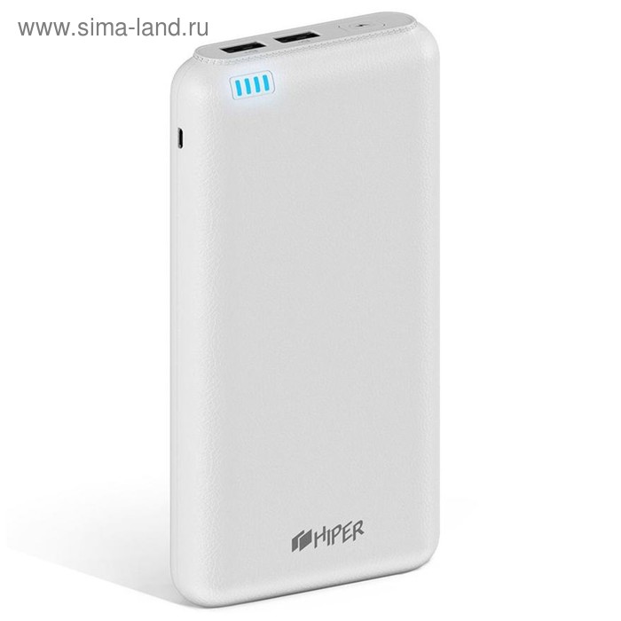 Мобильный аккумулятор Hiper SP20000 Li-Ion 20000mAh 2.1A+1A 2xUSB белый - Фото 1