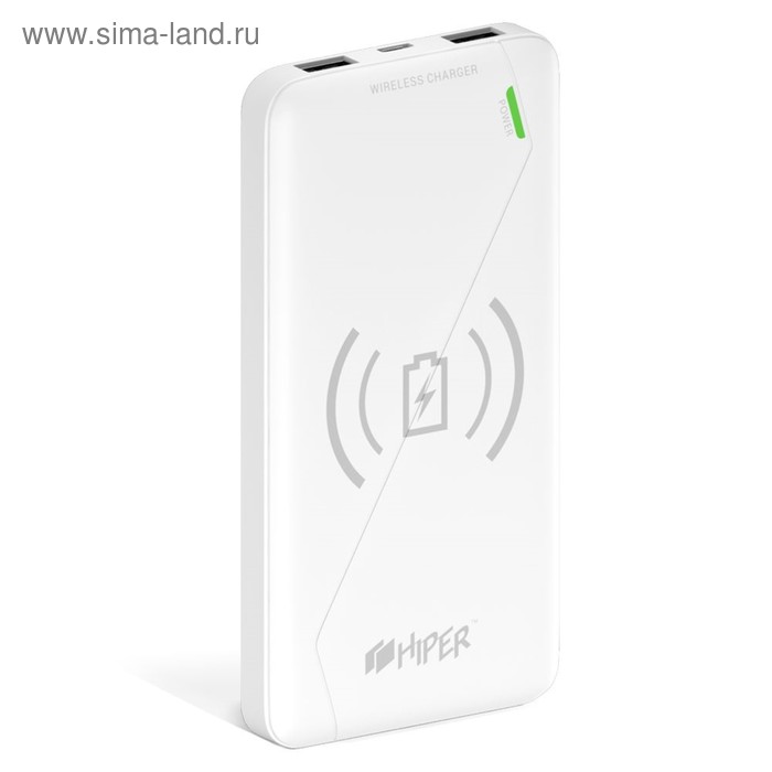 Мобильный аккумулятор Hiper PowerBank SX8000 Li-Pol 8000mAh 2.1A+1A 2xUSB белый - Фото 1