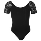 Купальник гимнастический Grace Dance, с коротким рукавом, кружево 3, р. 38, цвет чёрный 3794985