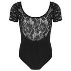 Купальник гимнастический Grace Dance, с коротким рукавом, кружево 3, р. 38, цвет чёрный 3794985