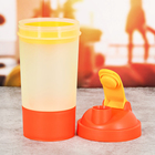 Шейкер спортивный с чашей под протеин, бело-оранжевый, 500 мл - Фото 3