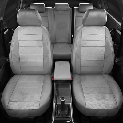 Авточехлы для Toyota LandCruiser 100 с 1998-2007 г., джип, перфорация, экокожа, цвет светло-серый
