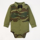 Боди Крошка Я "Костюмчик" хаки , рост 62-68 см (3-6 мес), 100% хл. - Фото 1