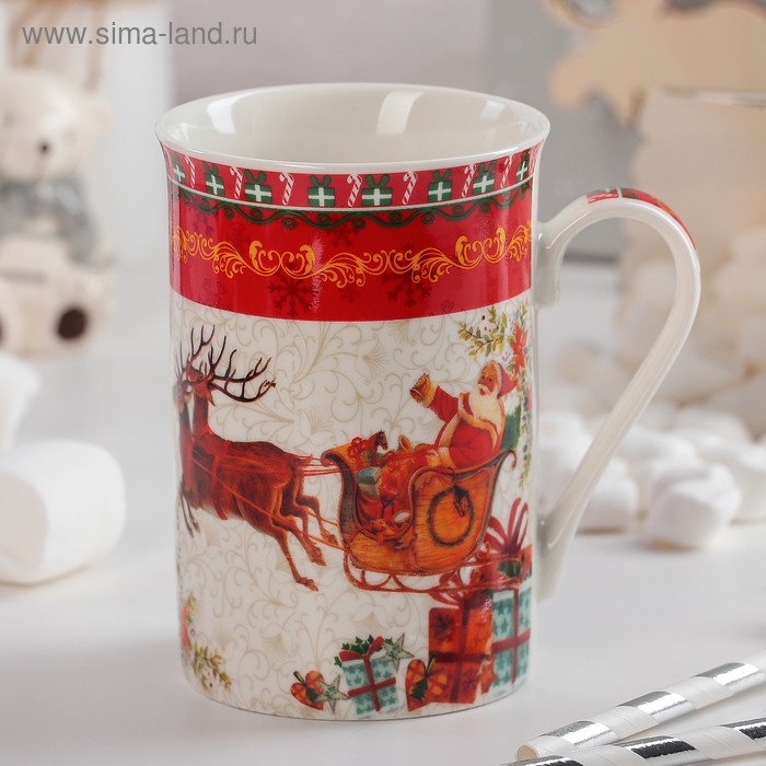 Кружка керамическая Доляна «Оленья упряжка», 300 мл - Фото 1