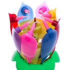 Свеча цветок в торт музыкальная, разноцветная - фото 8407281