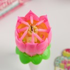 Свеча цветок в торт музыкальная, розовая - Фото 2