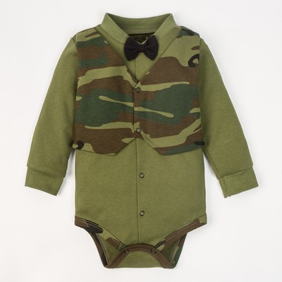 Боди Крошка Я "Костюмчик" хаки, рост 86-92 см (1,5-2 г), 100% хл.