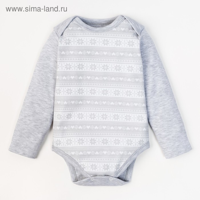 Боди с дл. рукавом Крошка Я "Зимние мотивы", рост 62-68 см, 100% хл. - Фото 1