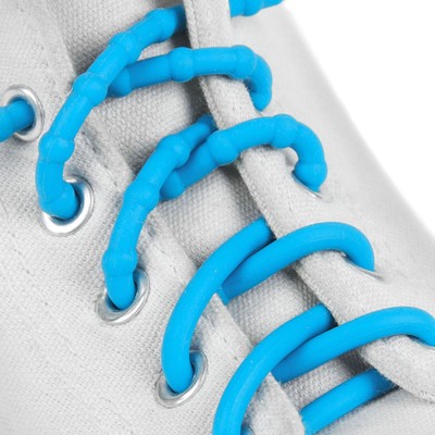 Шнурки для обуви, пара, силиконовые, круглые, d = 5 мм, 45 см, цвет голубой