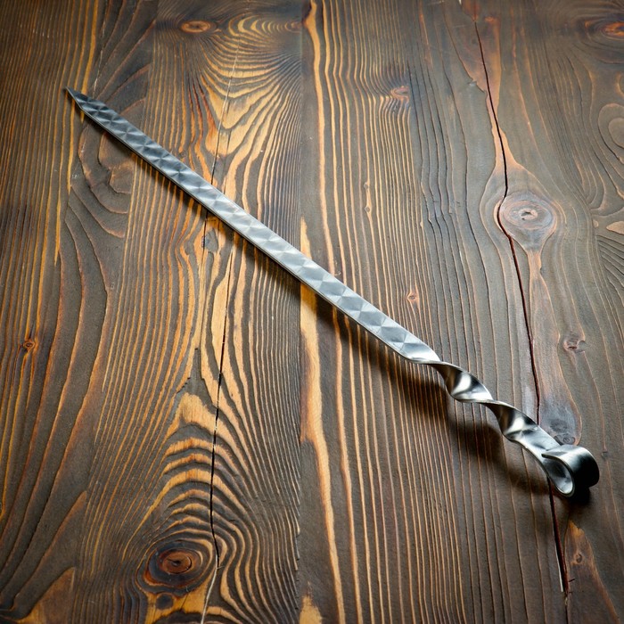 Шампур узбекский с ручкой-кольцом, рабочая длина - 50 см, ширина - 20 мм, толщина - 3 мм - фото 1880414945