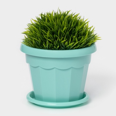 Горшок для цветов с поддоном Доляна «Эрика», 0,7 л, цвет бирюзовый