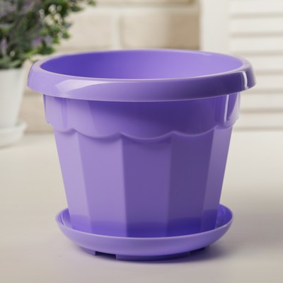 Горшок для цветов с поддоном Доляна «Эрика», 1.8 л, цвет сиреневый