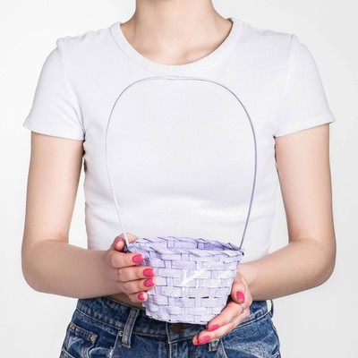 Корзина плетёная бамбук, d=13xH9.5/28 см светло-фиолетовая