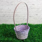 Корзина плетёная бамбук, d=13xH9.5/28 см светло-фиолетовая - Фото 2