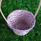 Корзина плетёная бамбук, d=13xH9.5/28 см светло-фиолетовая - Фото 3