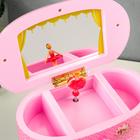 Шкатулка музыкальная механическая "Комод принцессы" розовая 17,5.20х11 см - фото 8407627