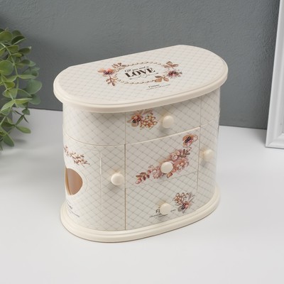 Шкатулка музыкальная механическая «Комод с цветами», пластик, белая, 17.5.20×11 см