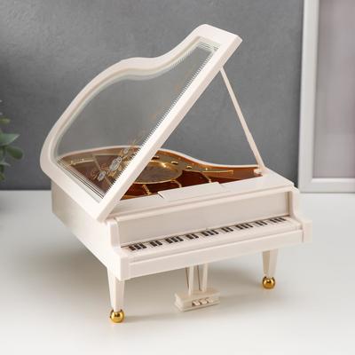 Шкатулка музыкальная механическая «Белый рояль с балериной», 10.5×17.5×18.5 см