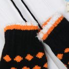 Варежки детские двойные на шнурке «Оборочка», цвет чёрный/оранжевый - Фото 2