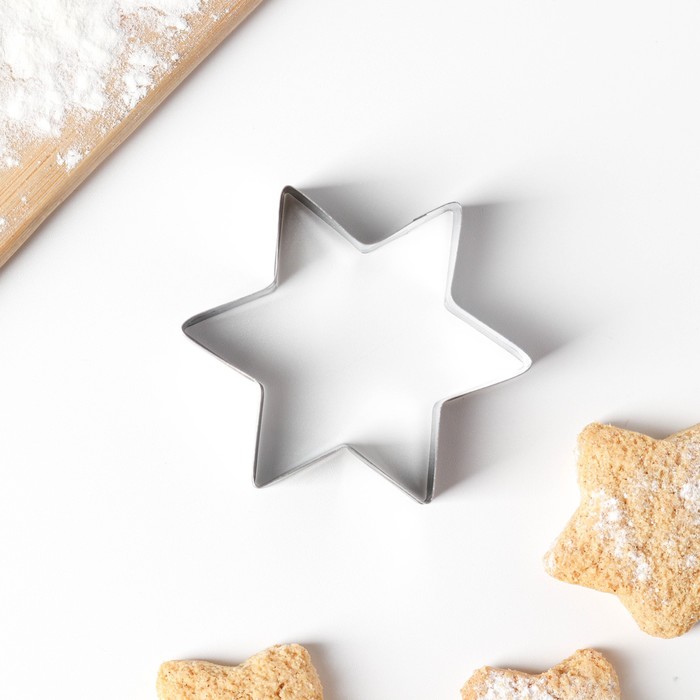 Форма для вырезания печенья «Звезда», 6×6×2 см, цвет хромированный - Фото 1