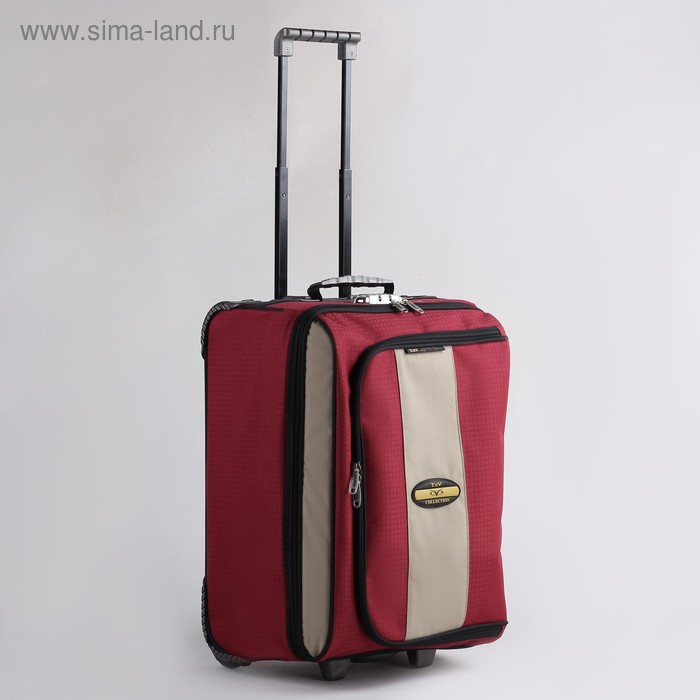Чемодан малый, отдел на молнии, наружный карман, кодовый замок, 2 колеса, цвет бордовый/металл - Фото 1