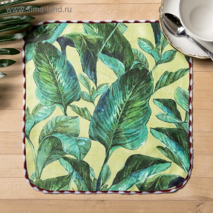 Полотенце микрофибра "Доляна" Драцена 30х30 см, п/э 200 гр/м2 - Фото 1