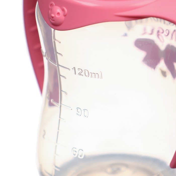 Бутылочка для кормления «Маленькая леди», классическое горло, приталенная, с ручками, 150 мл., от 0 мес., цвет розовый - фото 1899621796
