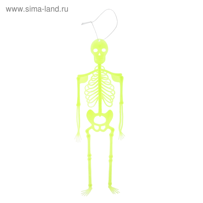 Подвеска "Скелет" светится в темноте, цвет зеленый - Фото 1